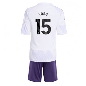 Manchester United Leny Yoro #15 Borta Kläder Barn 2025-26 Kortärmad (+ Korta byxor)